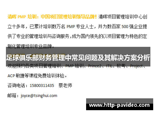 足球俱乐部财务管理中常见问题及其解决方案分析